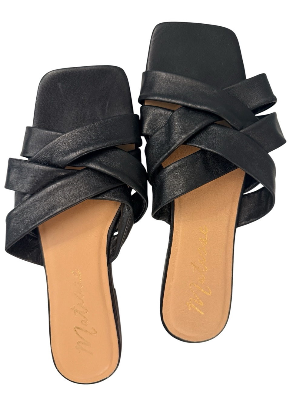 Matisse Black Leather Strappy Slide Sandals Size 8